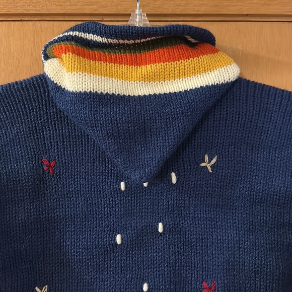 Youth Kids Colorful Embroidered Full Zip Hooded Sweater Sun Cloud Animal Small - Picture 7 of 8